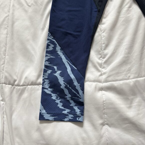 Nike Womens Running Capri Cropped Pants Leggings Black Blue Drawstring - Picture 2 of 9